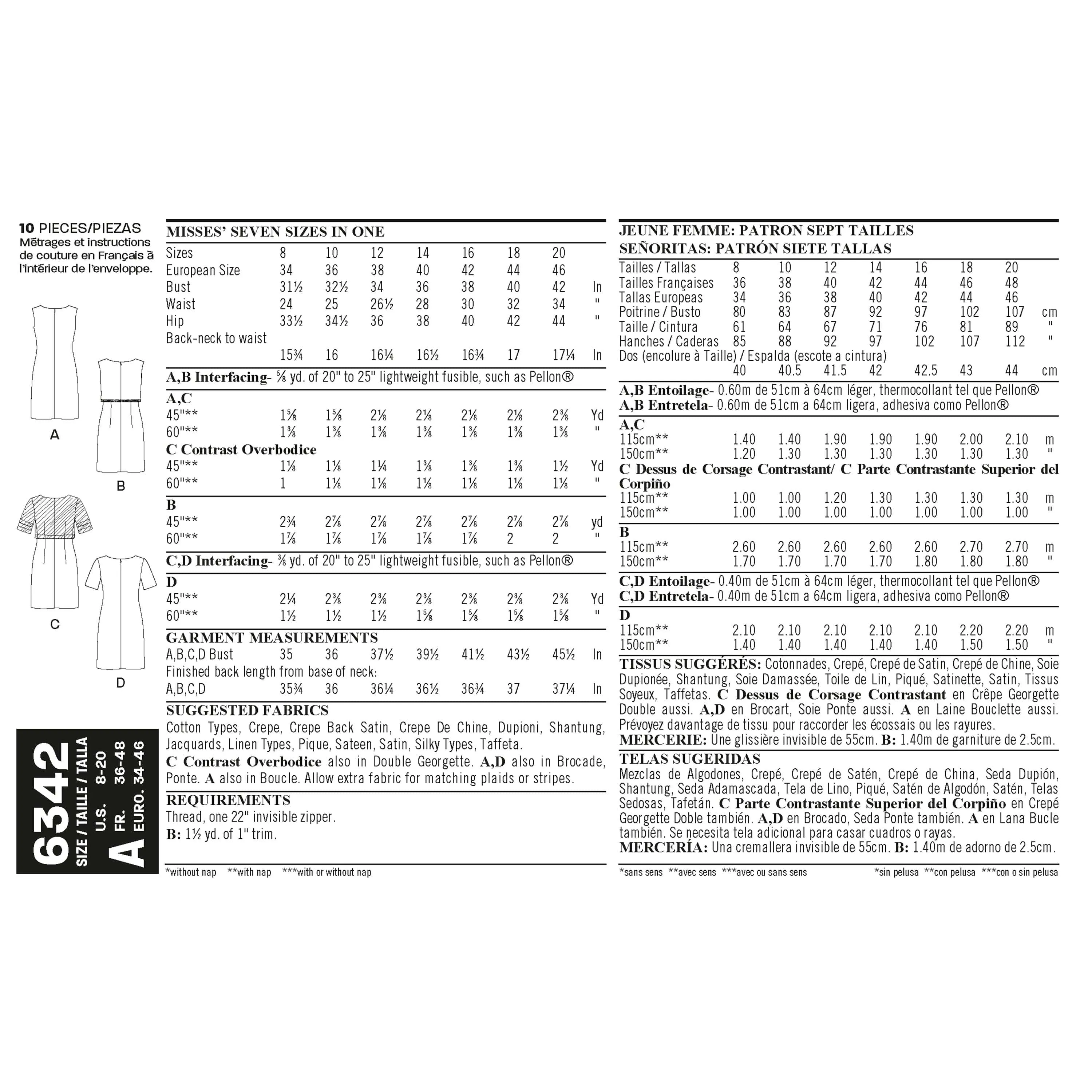 6342 Misses' Dress with or without Overbodice