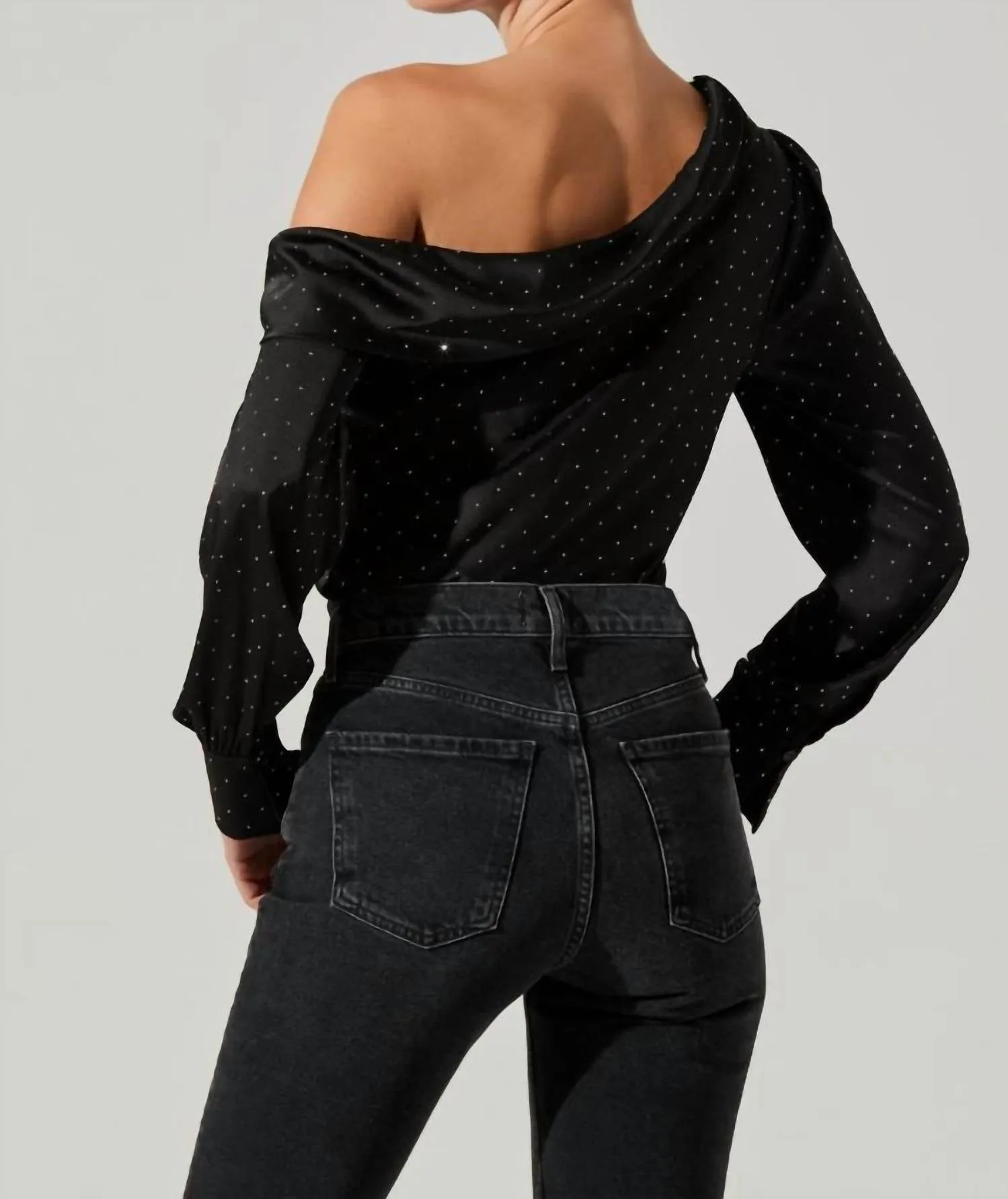 Astr - Ellen Satin Rhinestone One Shoulder Top