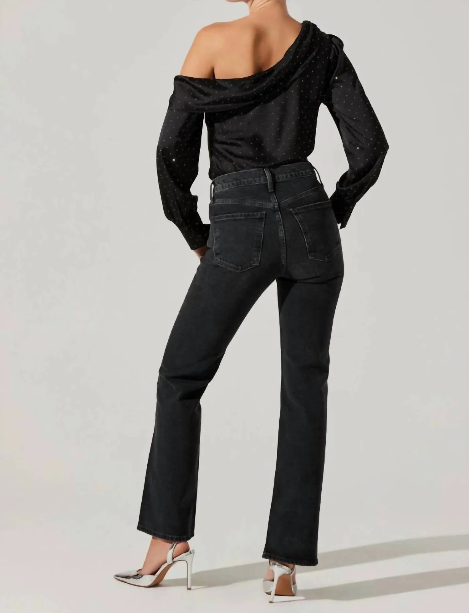 Astr - Ellen Satin Rhinestone One Shoulder Top