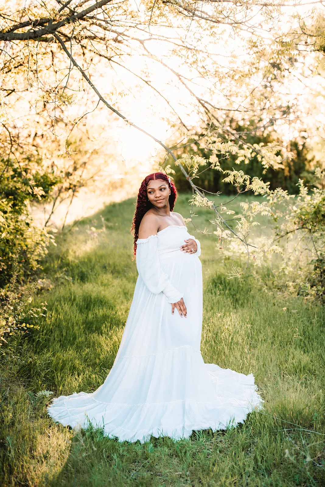 Birdie Boho Maternity Crop Top | Vintage Cream, Smocked, Long Sleeve, One Size