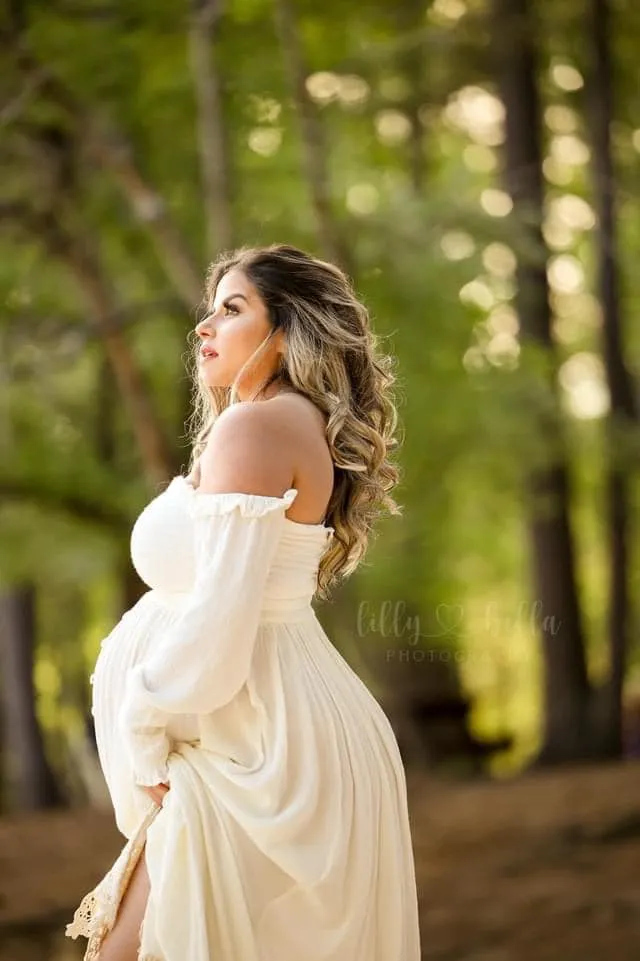 Birdie Boho Maternity Crop Top | Vintage Cream, Smocked, Long Sleeve, One Size