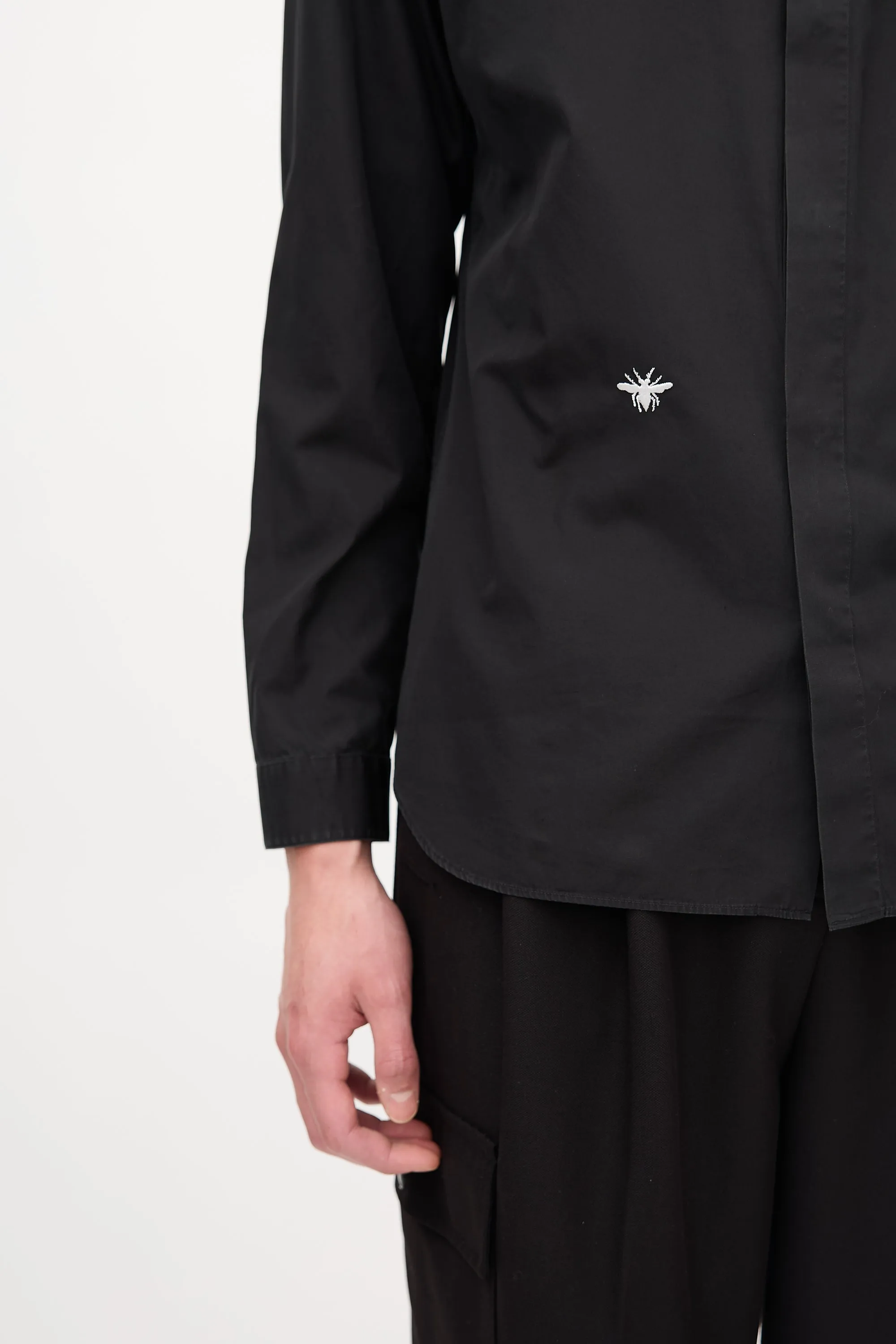 Black Embroidered Logo Shirt