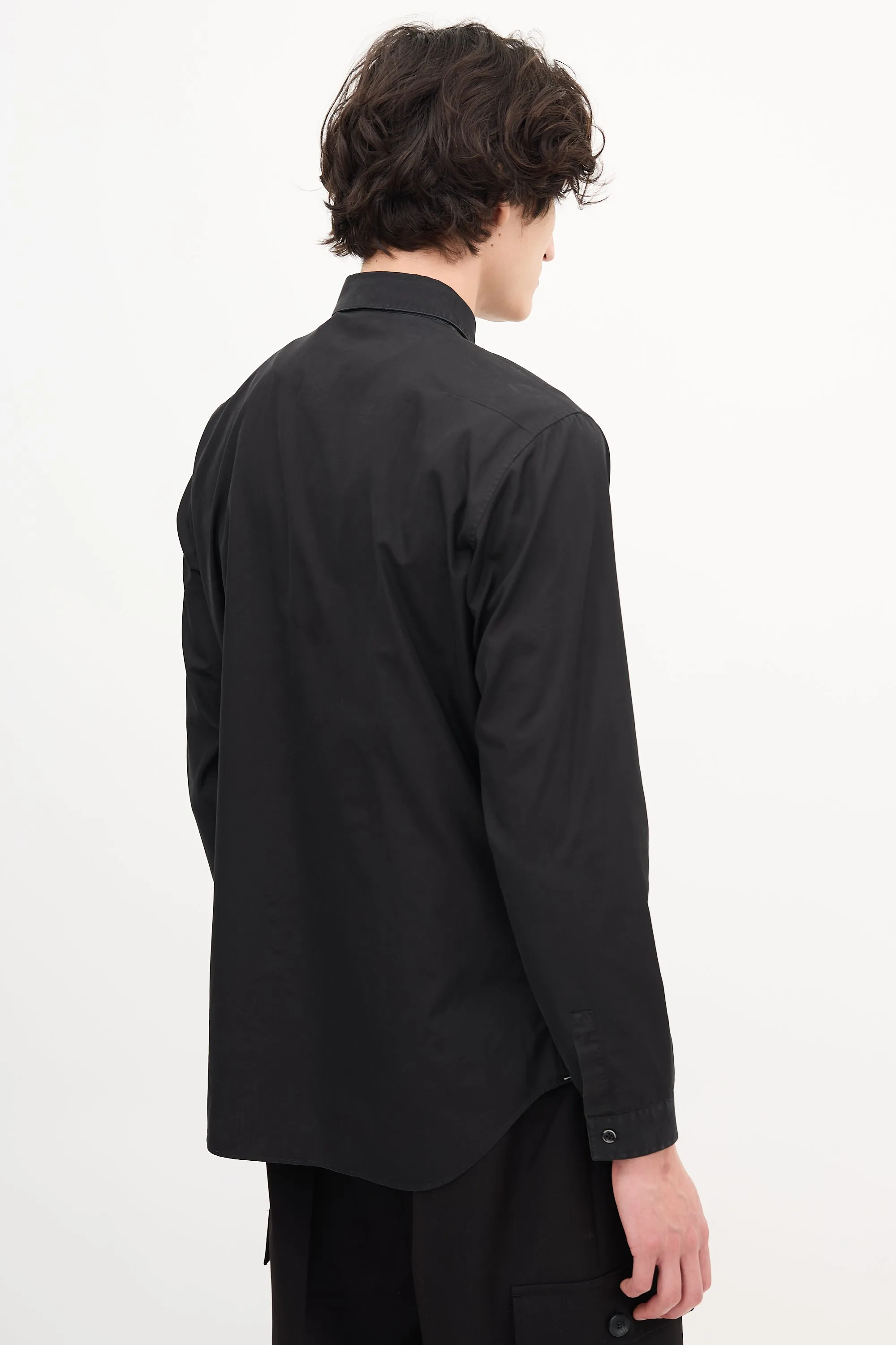 Black Embroidered Logo Shirt