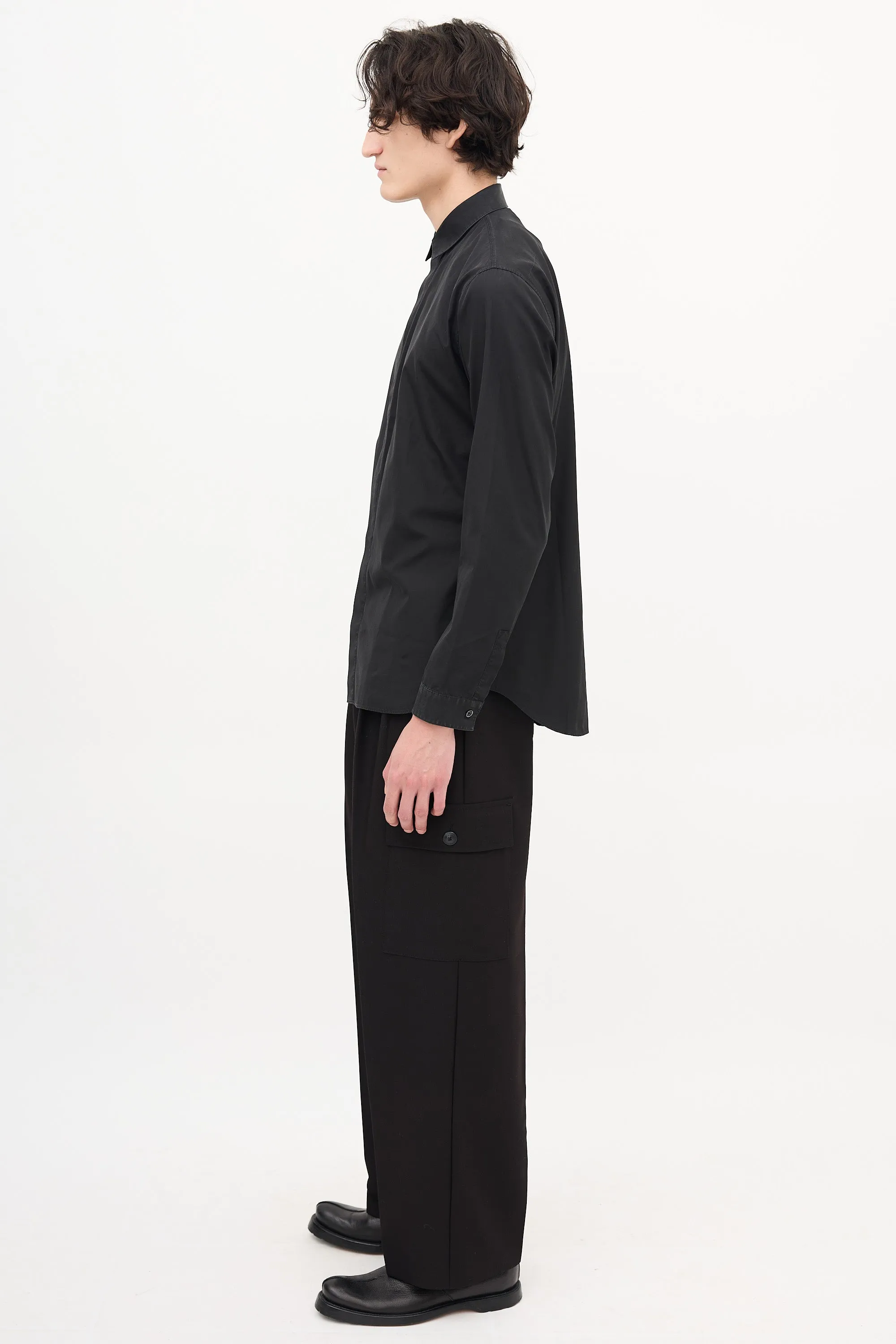Black Embroidered Logo Shirt