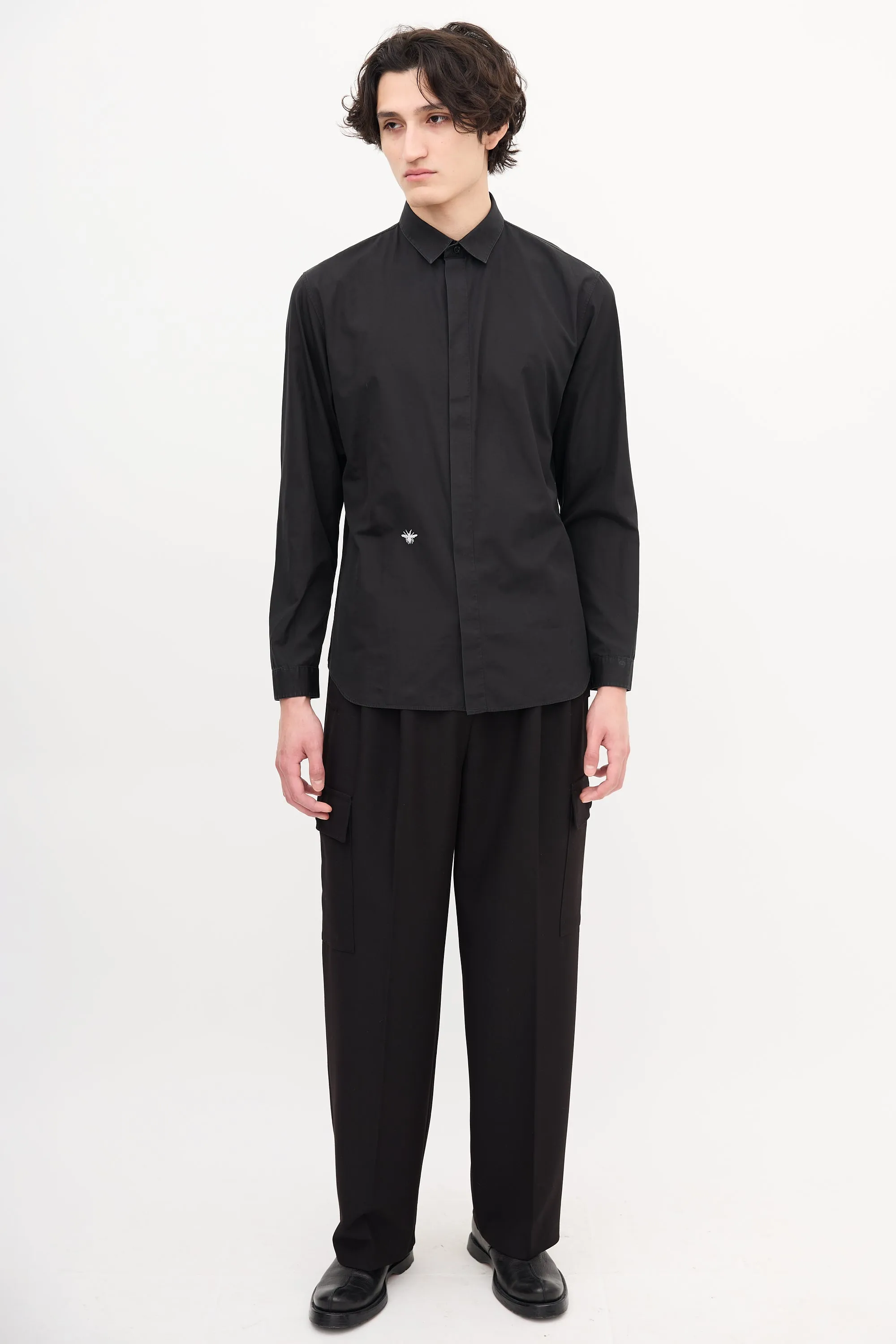 Black Embroidered Logo Shirt