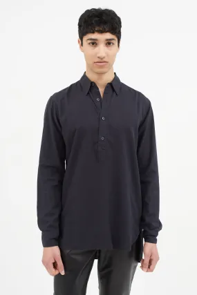 Black Half Buttoned Shirt