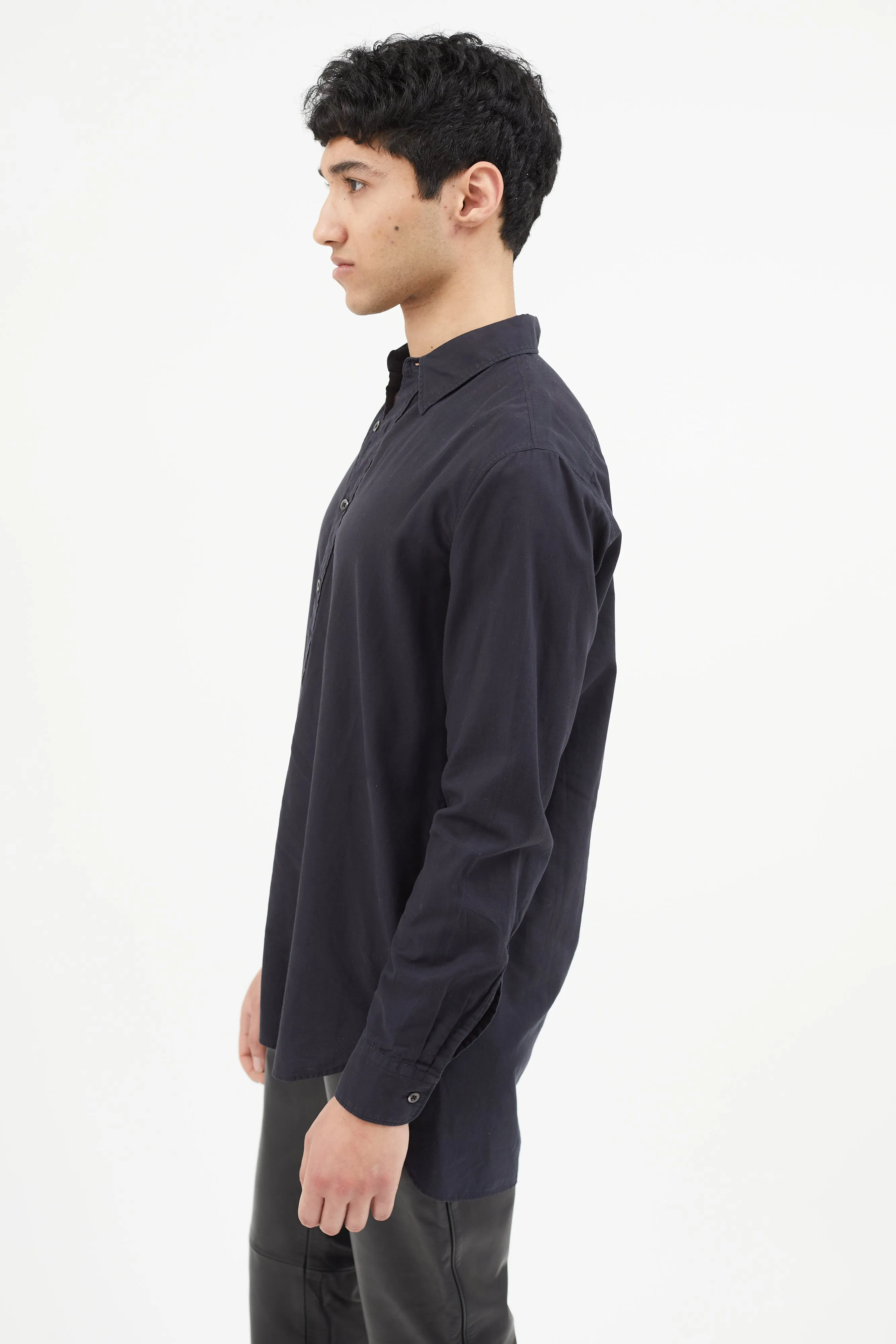 Black Half Buttoned Shirt