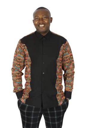 Black Men African Shirt with D&D Crocodile Print