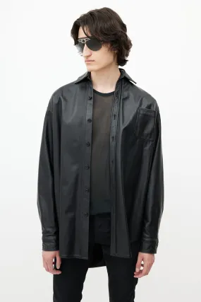 Black Oversized Leather Shirt