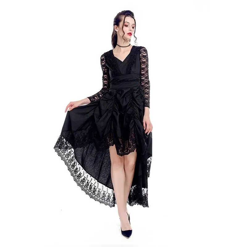 Black Sexy Gothic Victorian Dress With Long Sleeves Cosplay Costume