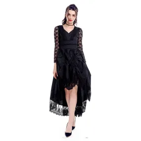 Black Sexy Gothic Victorian Dress With Long Sleeves Cosplay Costume