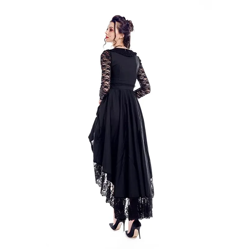 Black Sexy Gothic Victorian Dress With Long Sleeves Cosplay Costume