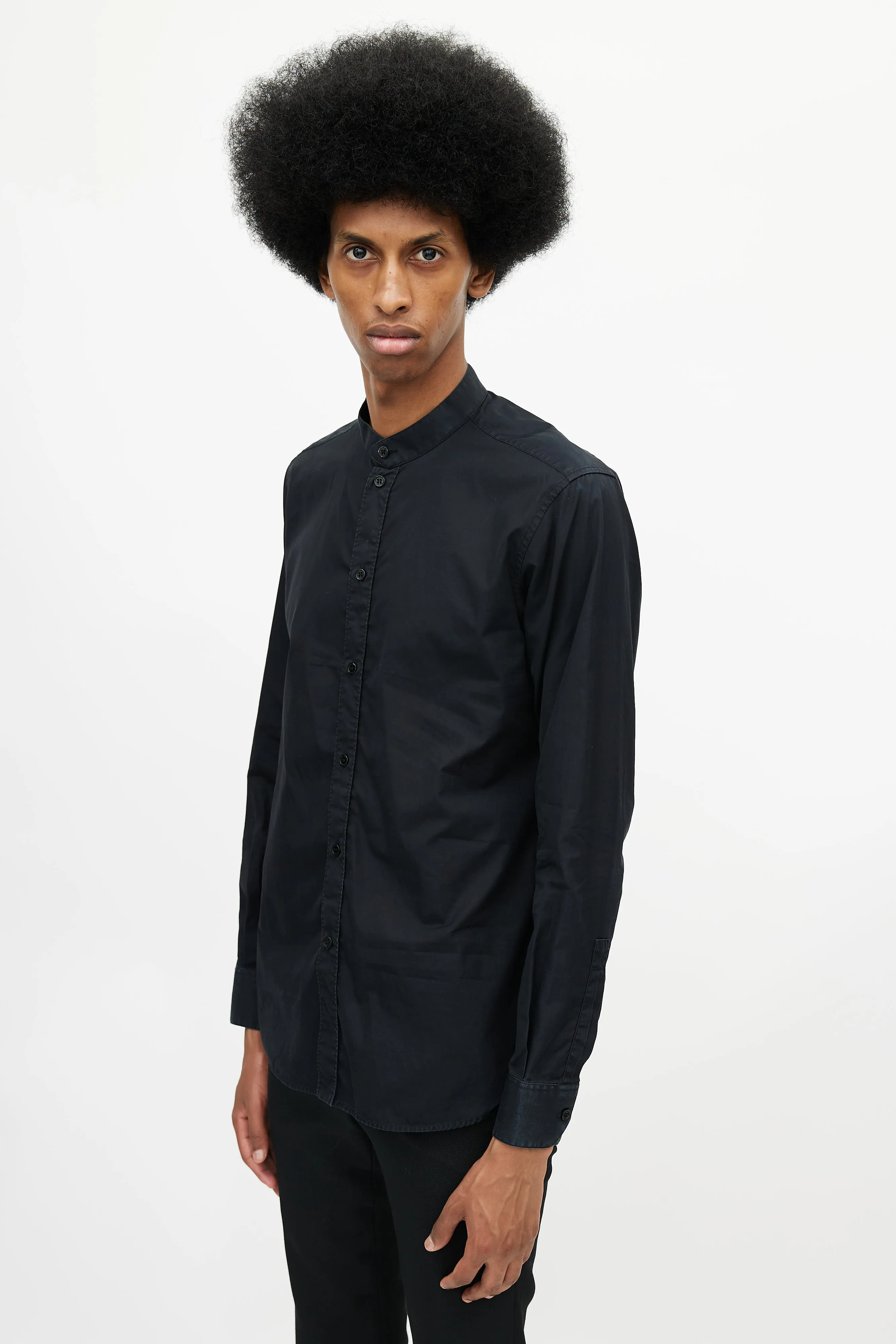 Black Stand Collar Shirt