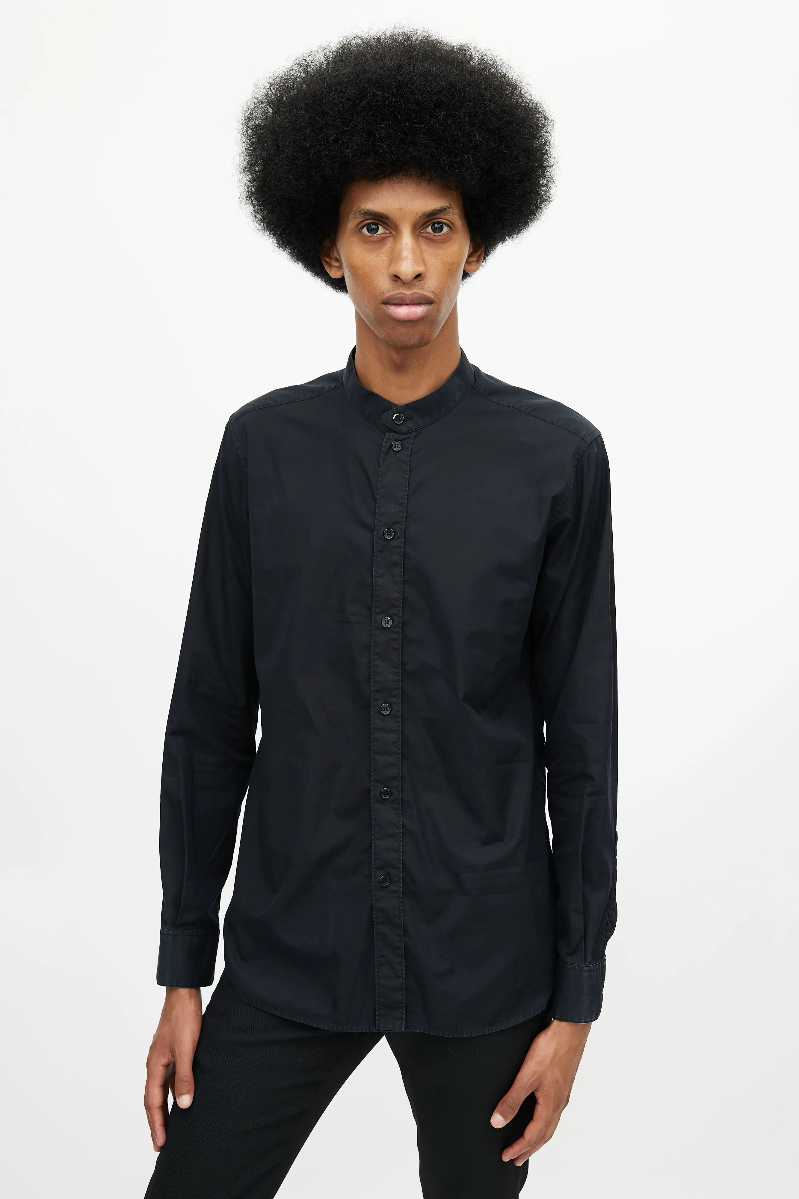 Black Stand Collar Shirt