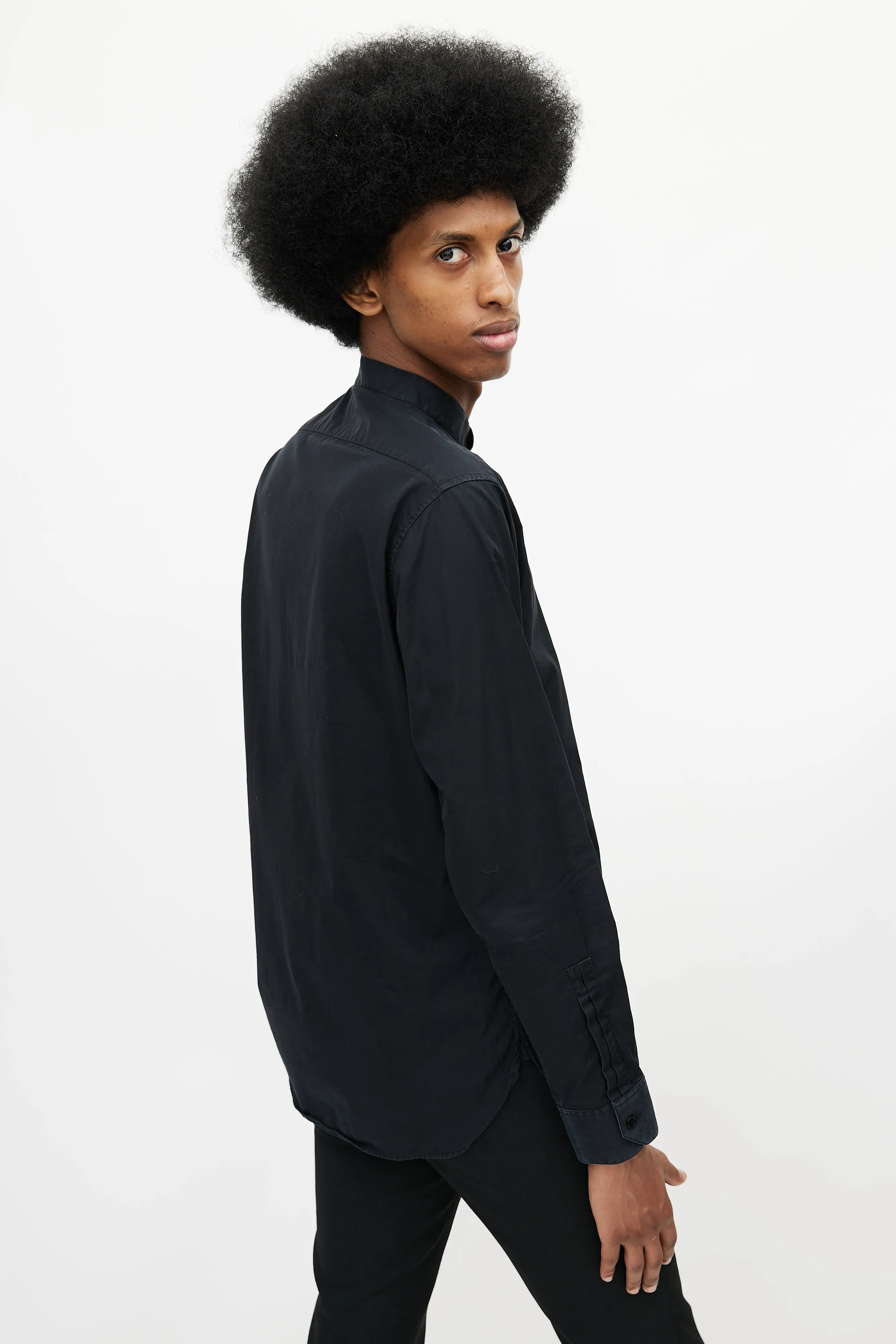 Black Stand Collar Shirt