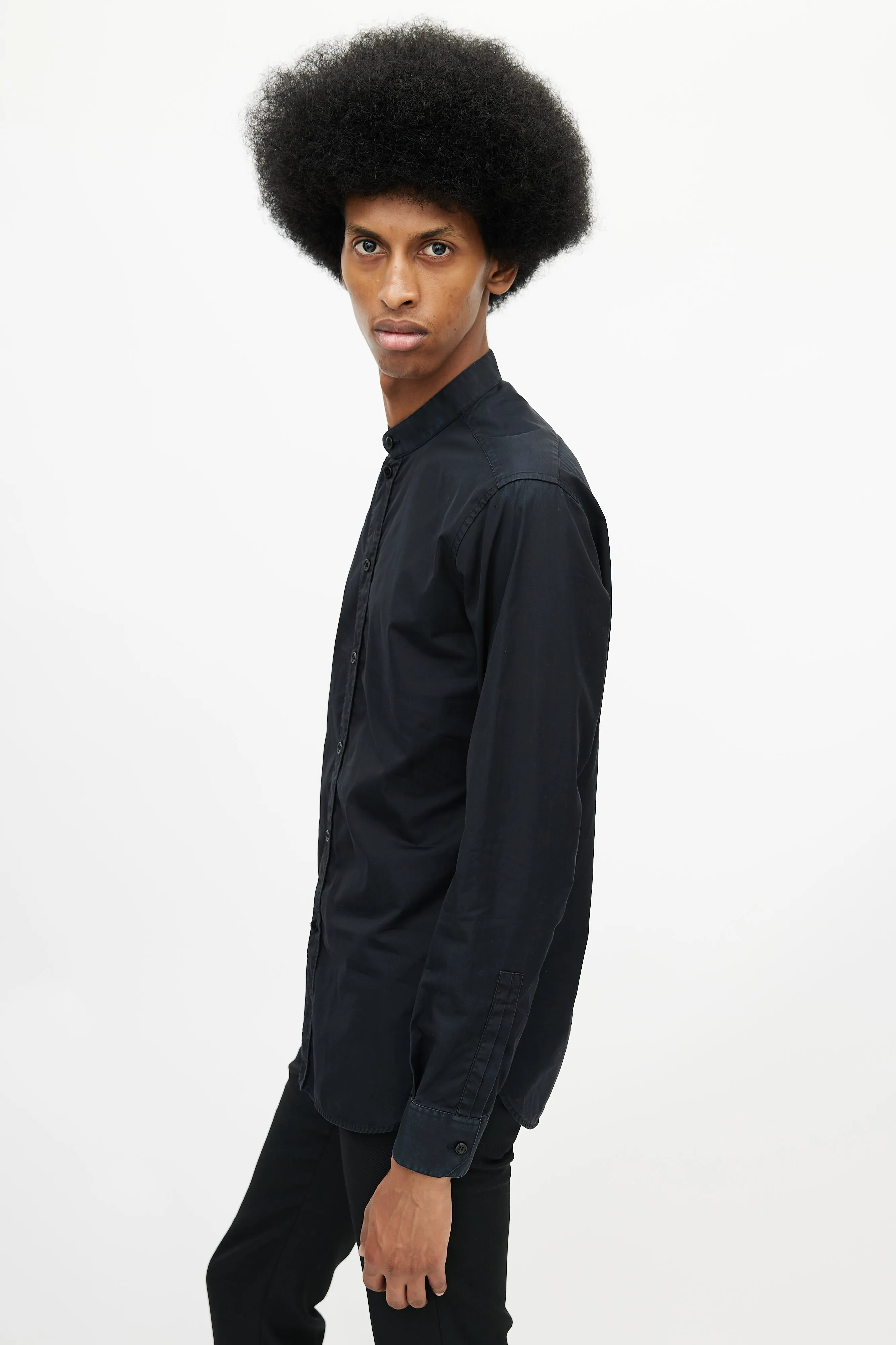 Black Stand Collar Shirt