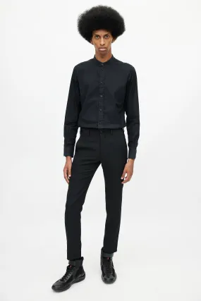 Black Stand Collar Shirt