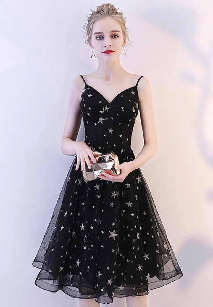 Black Tulle Short Prom Dresses A-Line Homecoming Dresses Sexy