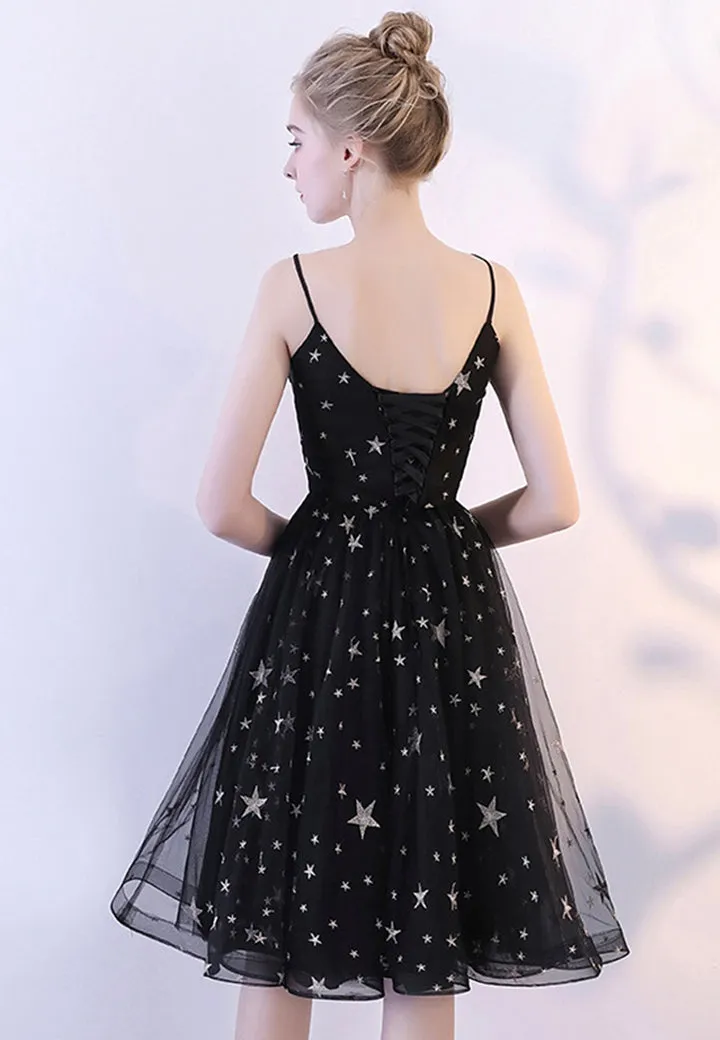 Black Tulle Short Prom Dresses A-Line Homecoming Dresses Sexy