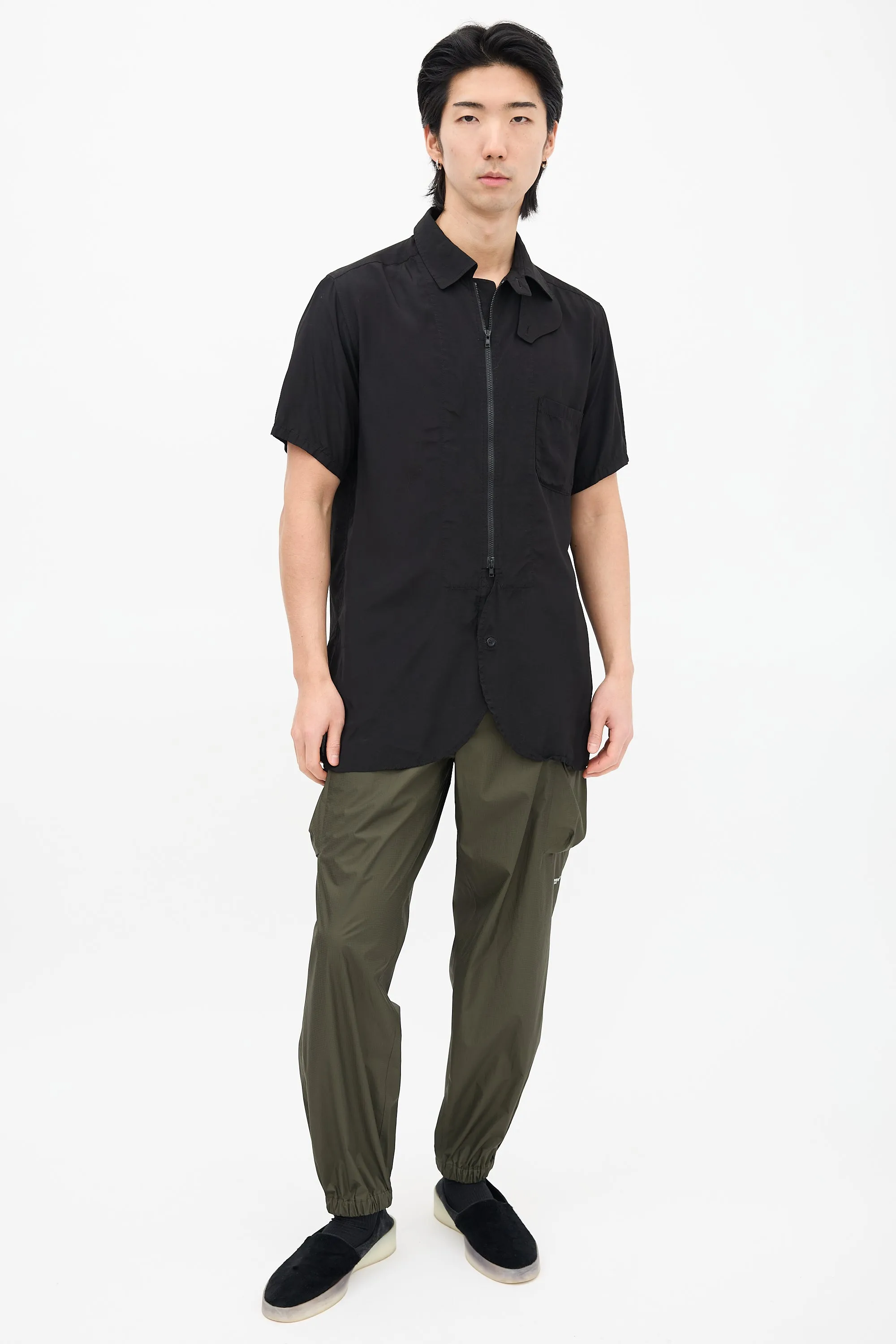 Black Zip Short Sleeve Shirt