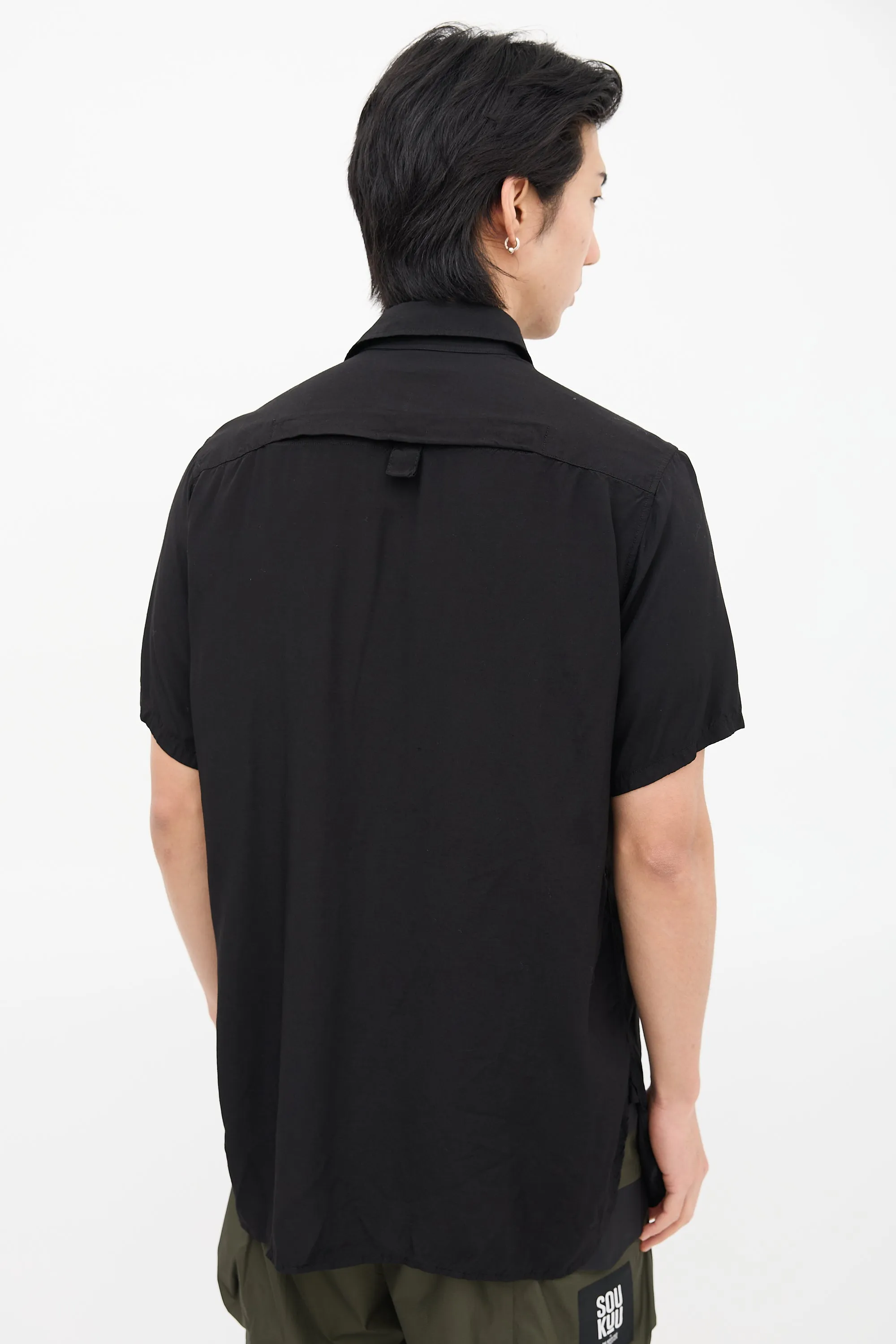 Black Zip Short Sleeve Shirt