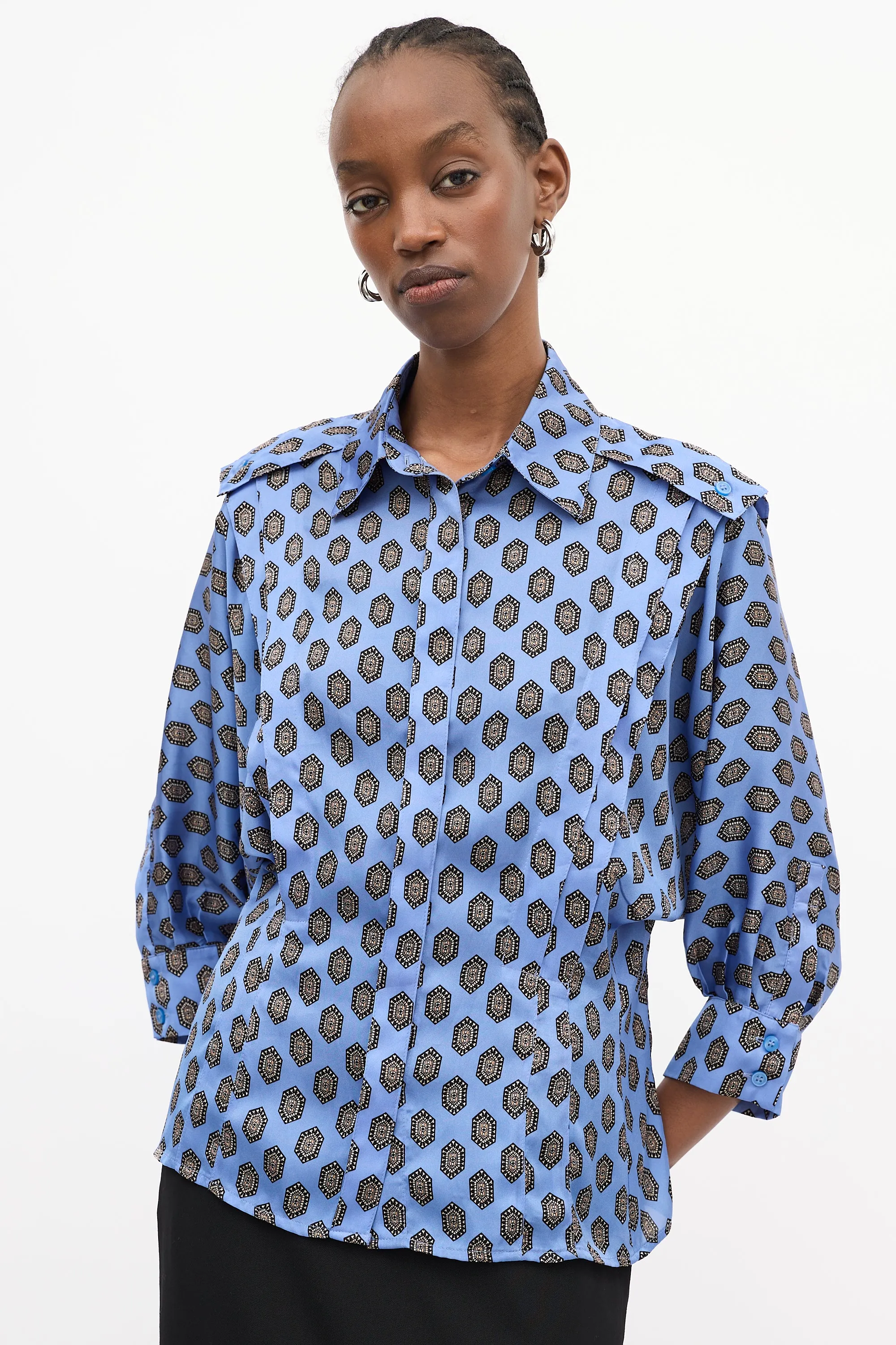 Blue & Multi Satin Printed Shirt