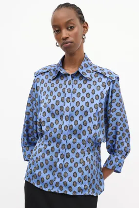 Blue & Multi Satin Printed Shirt