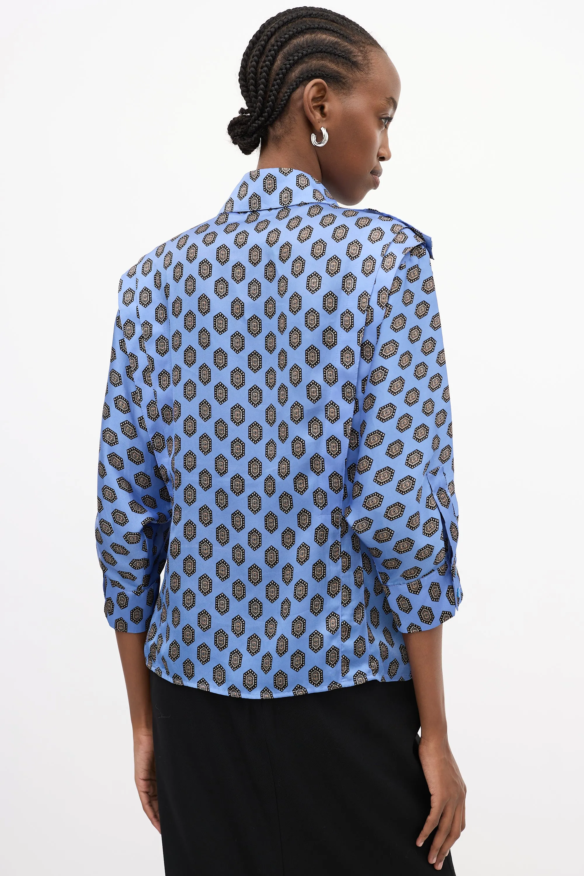 Blue & Multi Satin Printed Shirt