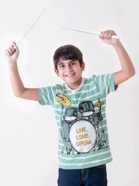 Blue Drums Half Sleeves Round Neck Cotton Tshirt