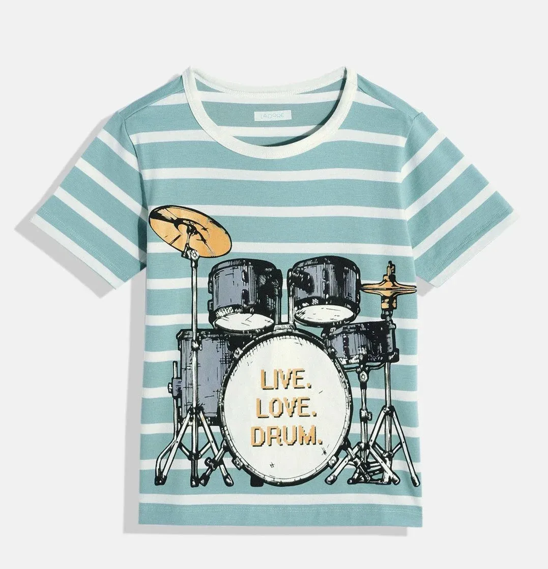 Blue Drums Half Sleeves Round Neck Cotton Tshirt