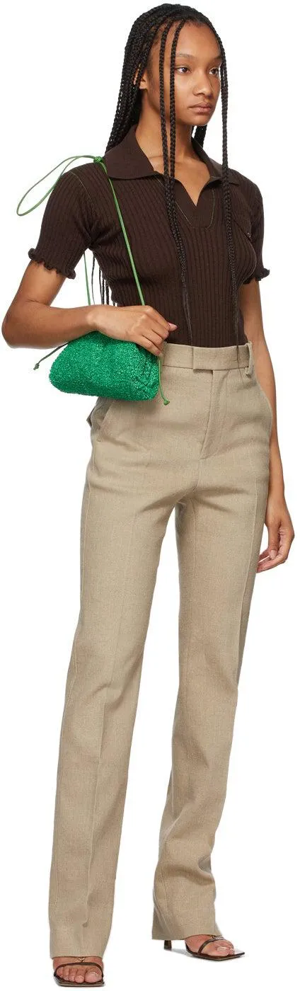 Bottega Veneta Beige Linen Stretch Canvas Trousers