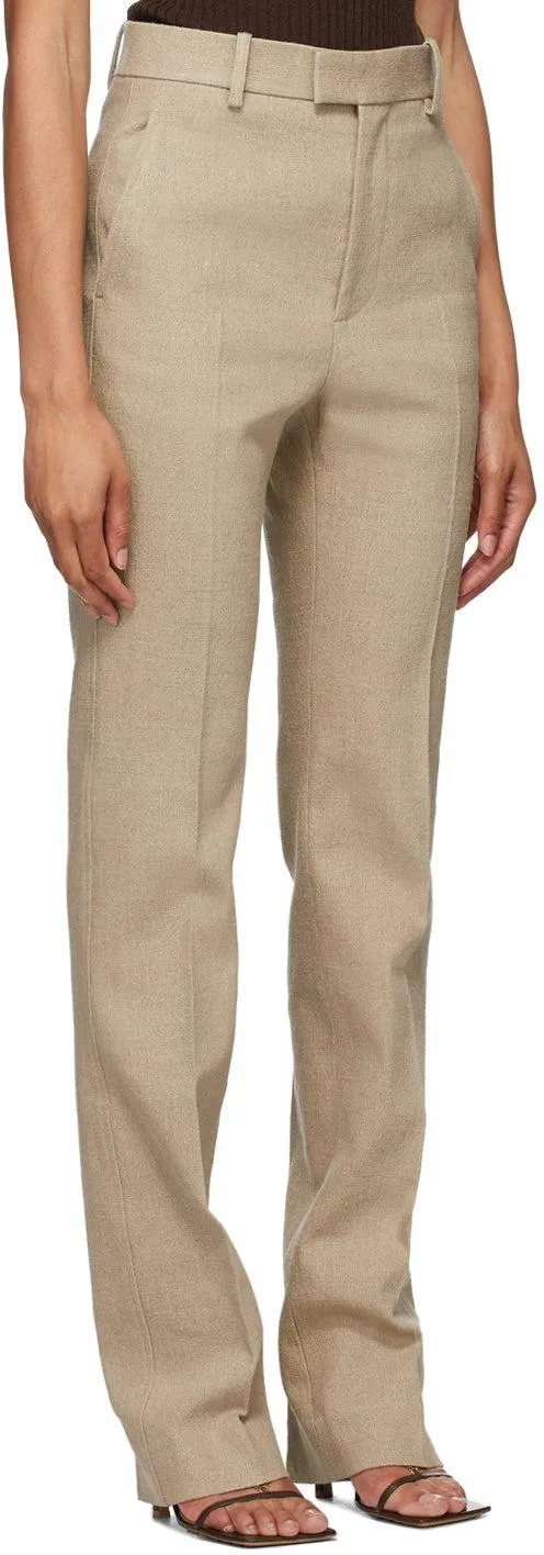 Bottega Veneta Beige Linen Stretch Canvas Trousers