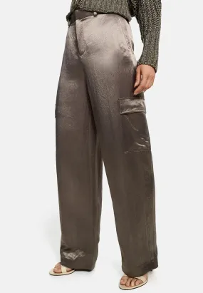 CATNOIR Olive Satin Cargo Trousers