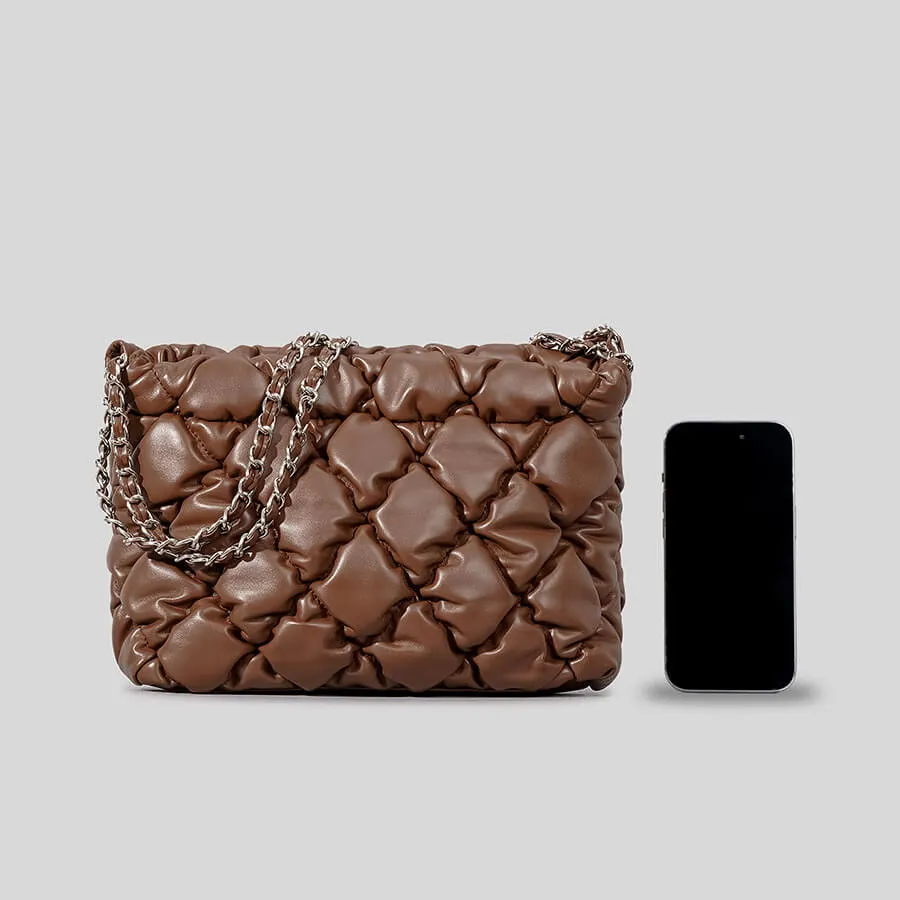 Chain Handle Puffer Sling Crossbody Bag Women-Showtown