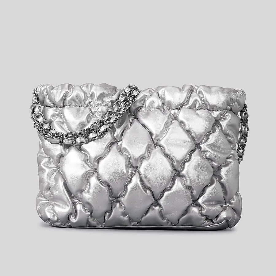 Chain Handle Puffer Sling Crossbody Bag Women-Showtown