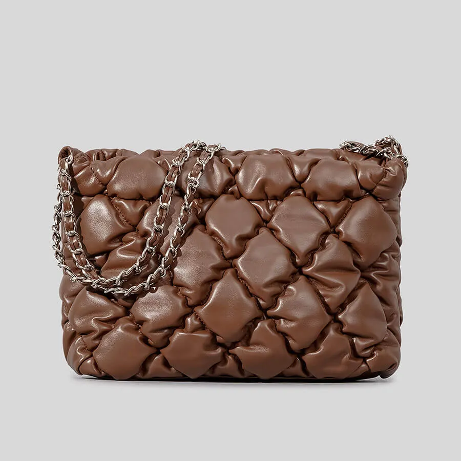 Chain Handle Puffer Sling Crossbody Bag Women-Showtown