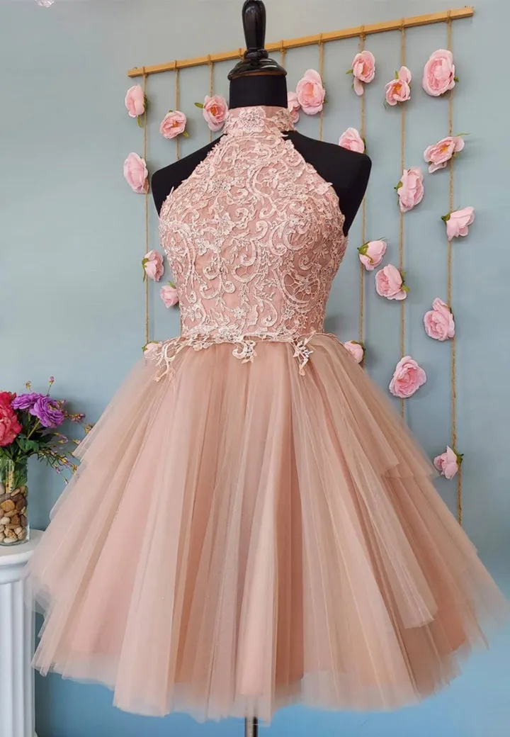 Cute Lace Short Prom Dresses A-Line Evening Party Dresses Homecoming Dresses