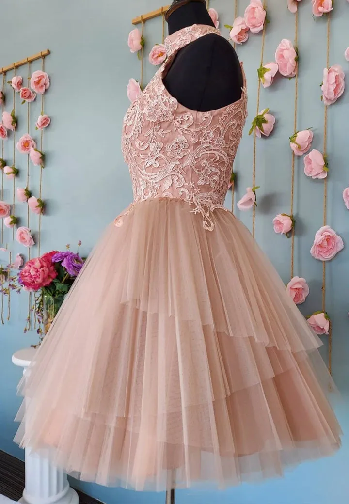 Cute Lace Short Prom Dresses A-Line Evening Party Dresses Homecoming Dresses