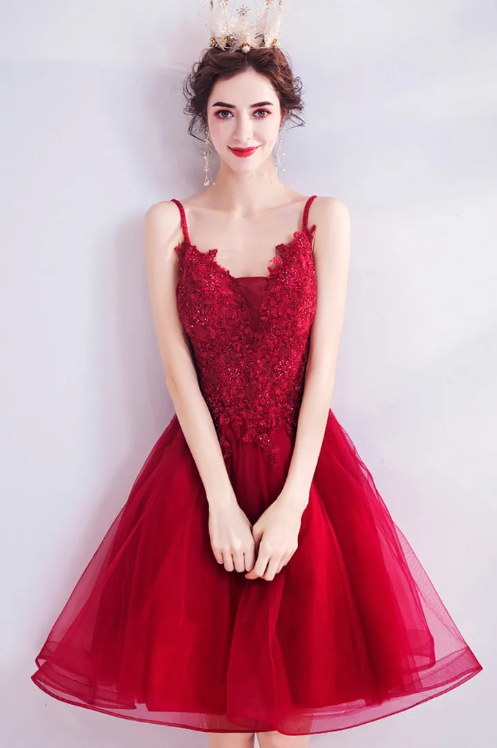 Cute Lace Short Prom Dresses A-Line Homecoming Dresses Beautiful