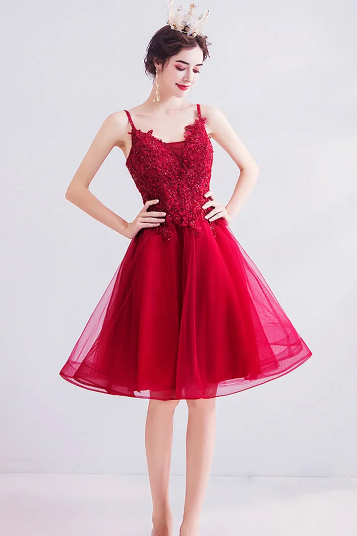 Cute Lace Short Prom Dresses A-Line Homecoming Dresses Beautiful