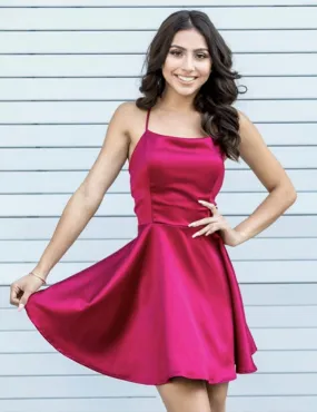 Cute Satin Short Prom Dresses A-Line Backless Party Dresses Homecoming Dresses