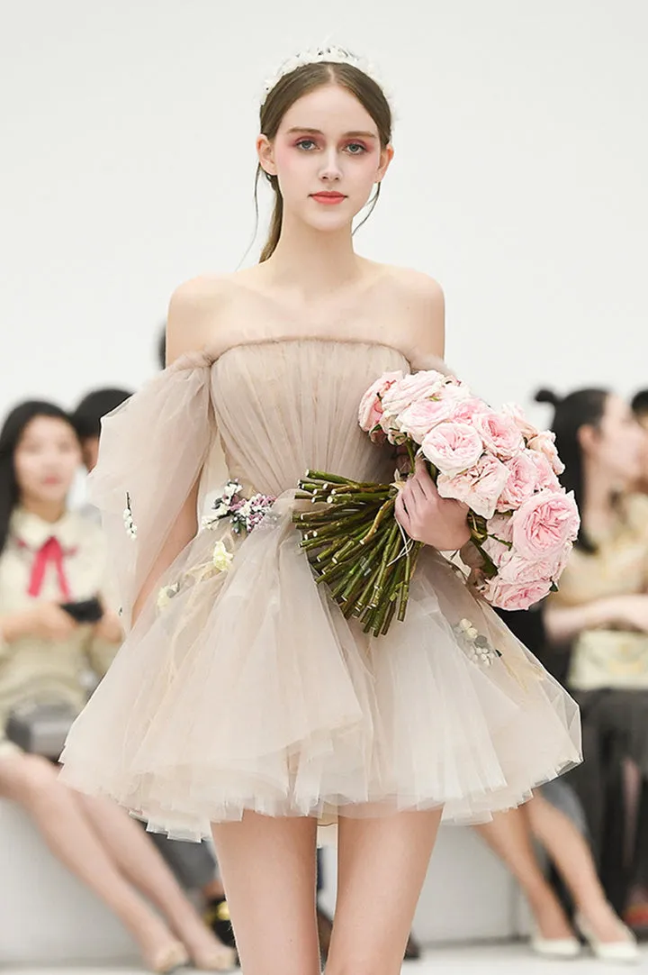 Cute Tulle Short Prom Dresses A-Line Homecoming Dresses Without Flowers