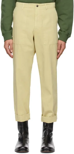 Dries Van Noten Yellow Twill Trousers