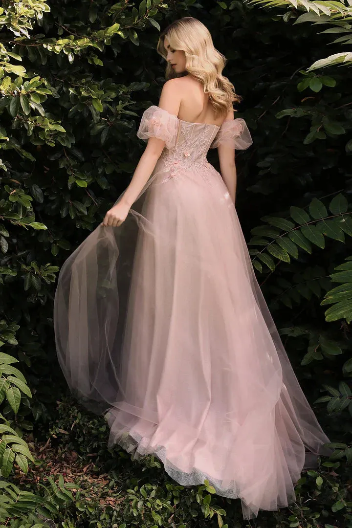 Elegant Formal Women's Dresses 3D Floral Strapless Slit Dresses Gowns Evening Dresses