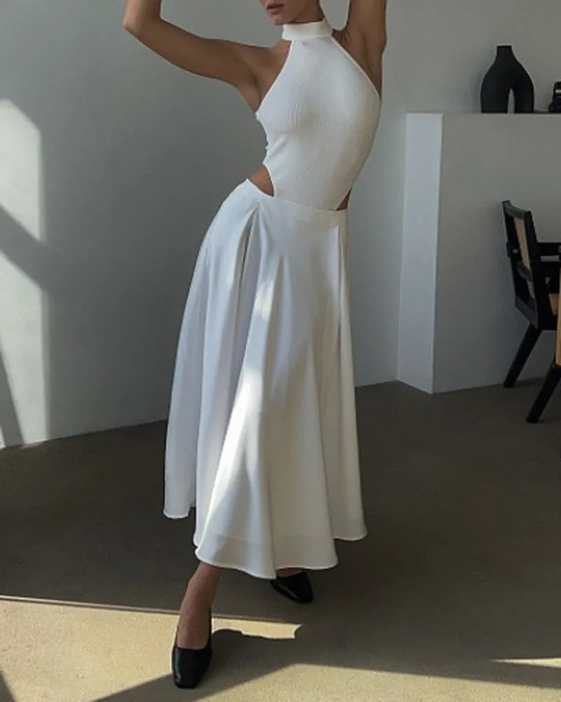 Elegant High Waist Satin Long Skirts