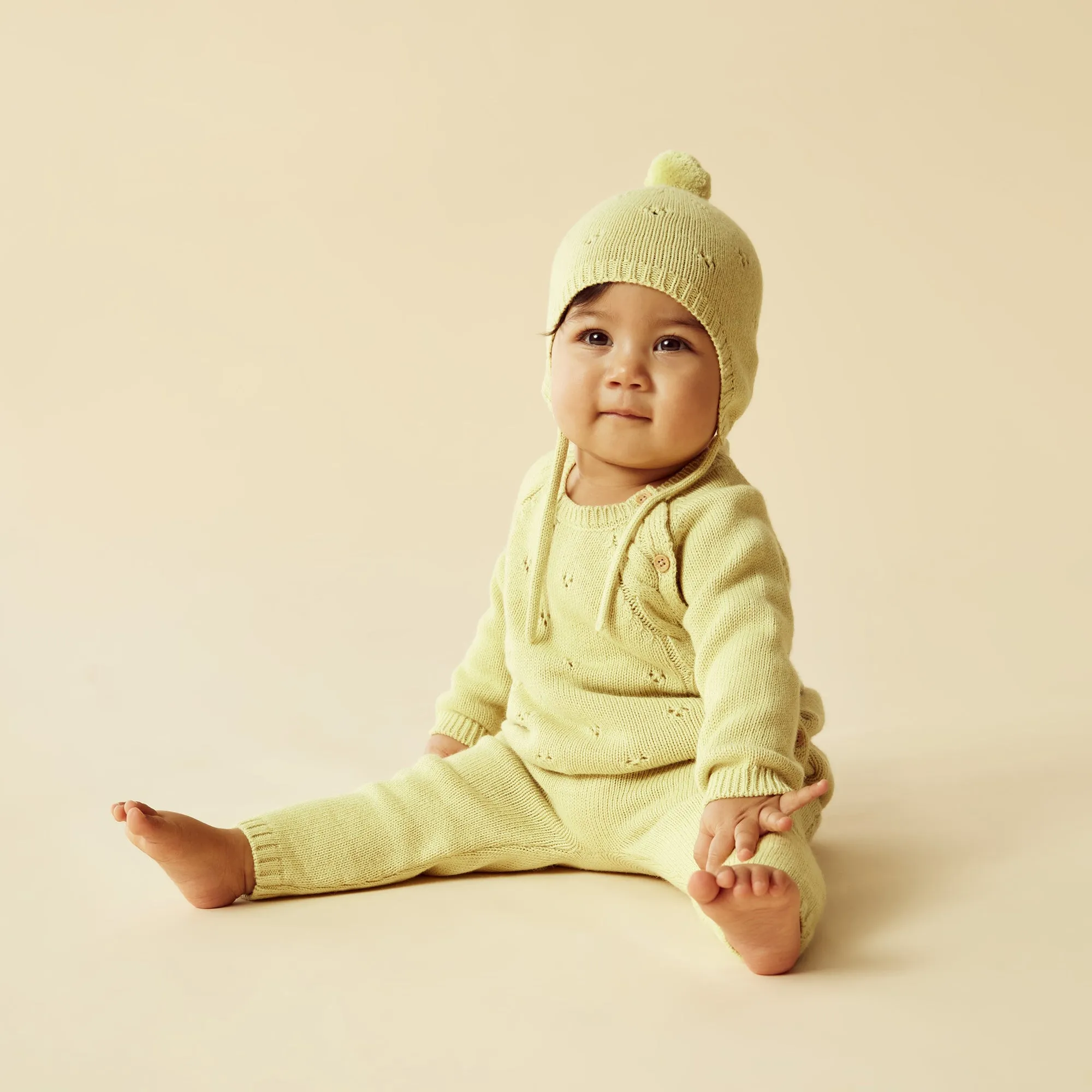 Endive Knitted Pointelle Kimono Cardigan