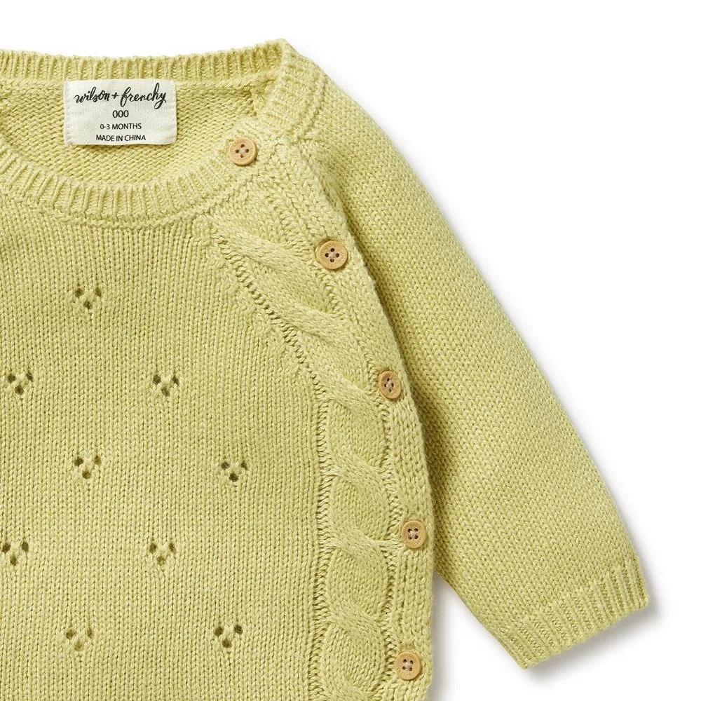 Endive Knitted Pointelle Kimono Cardigan