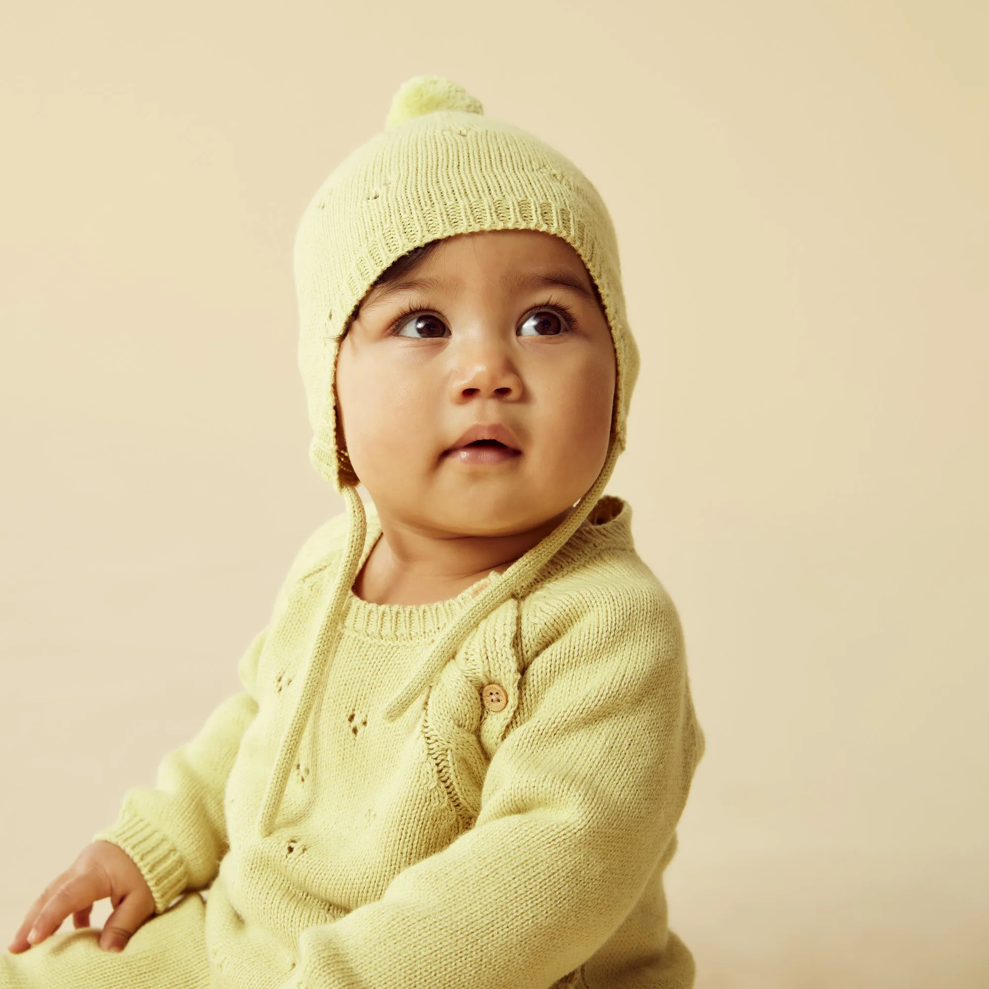 Endive Knitted Pointelle Kimono Cardigan