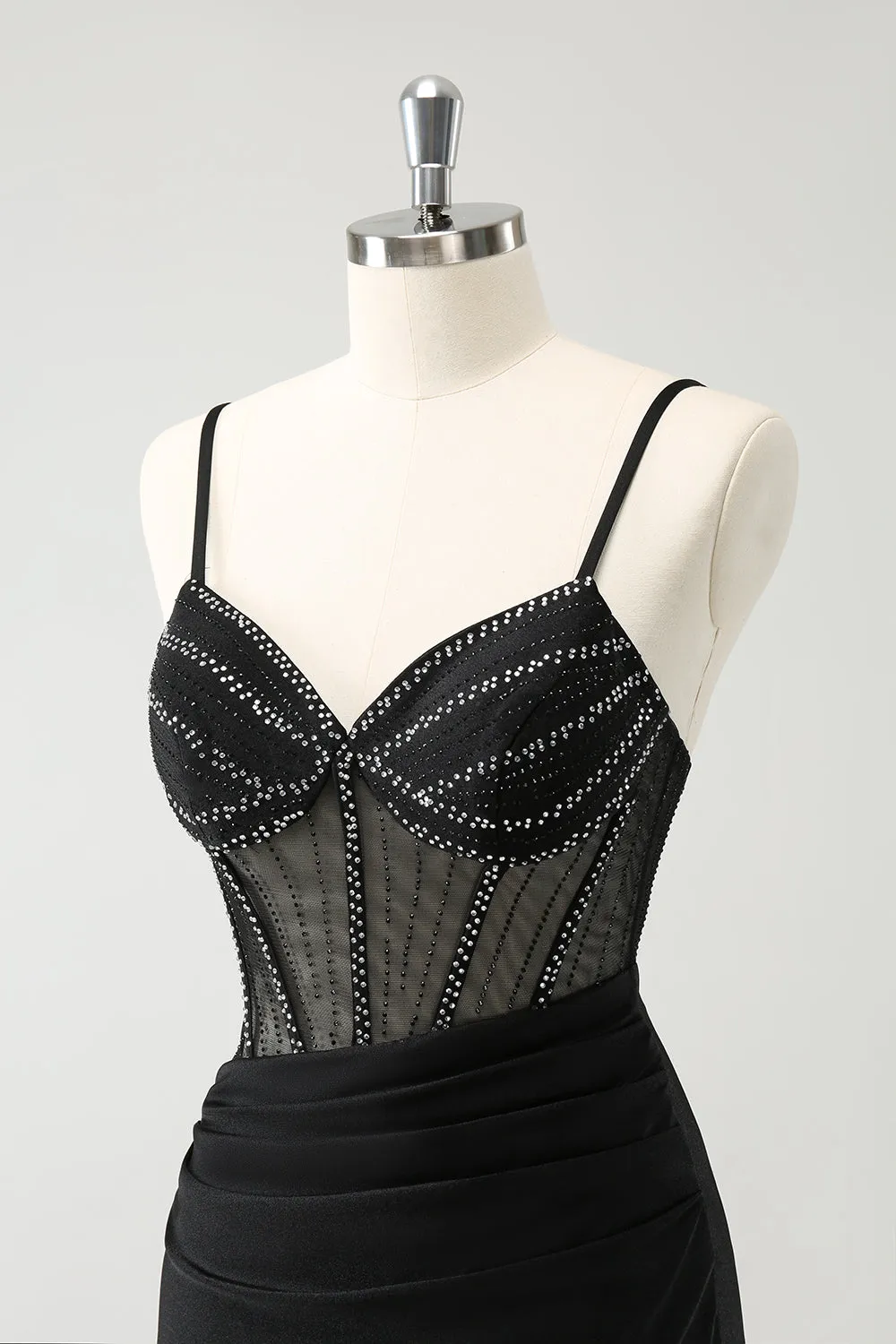 Glitter Black Tight Short Spaghetti Straps Corset Homecoming Dresses Sexy Party Dress
