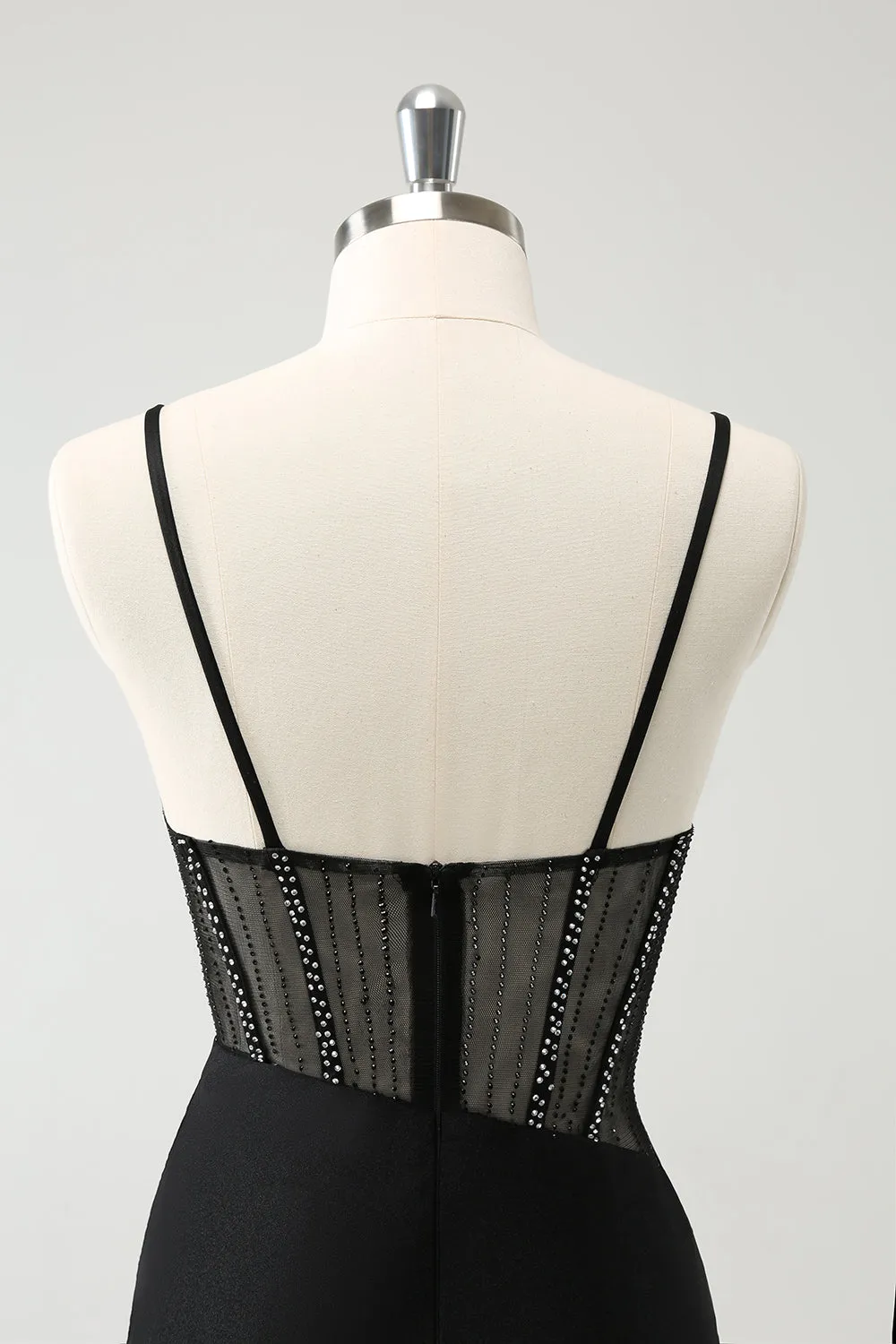 Glitter Black Tight Short Spaghetti Straps Corset Homecoming Dresses Sexy Party Dress